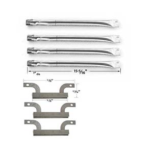 Replacement Repair Kit For Brinkmann 810-9419, 810-9419-1,810-2415-W, 810-1415-W, 810-8411-5 BBQ Gas Grill Includes 4 Stainless Burners and 3 Carryover Tubes